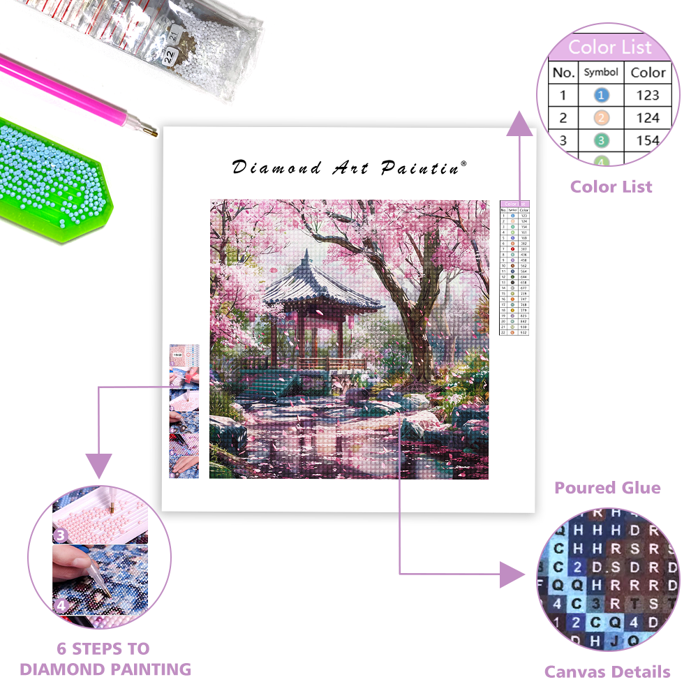 Cherry Blossom Garden-Diamond Painting