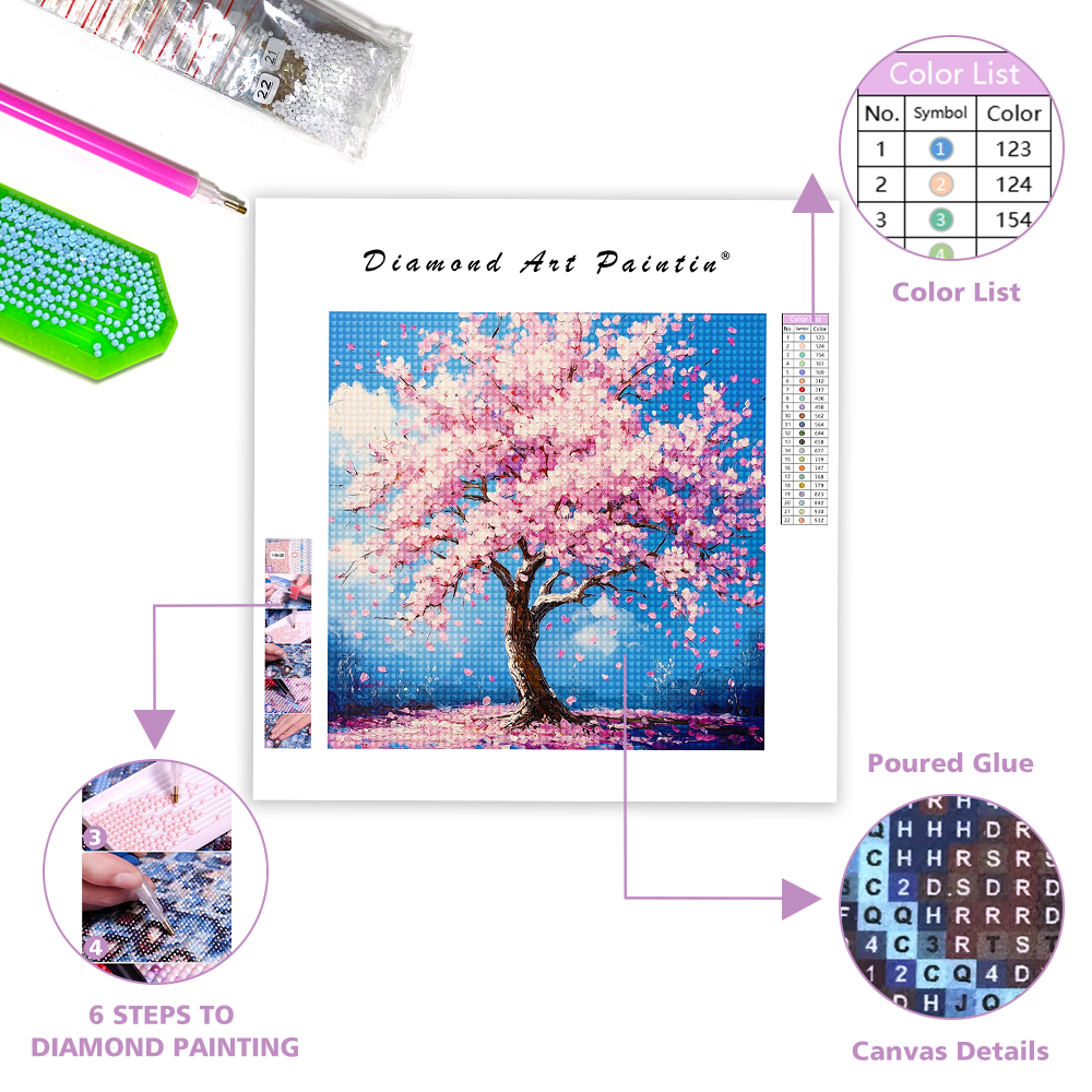 Beautiful Cherry Blossom Tree - Diamond Painting