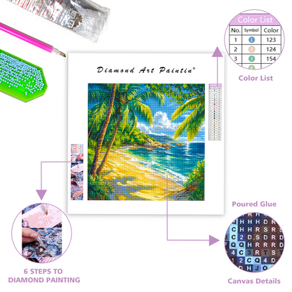 Tropical Beach With Clear Blue Water - Diamond Painting