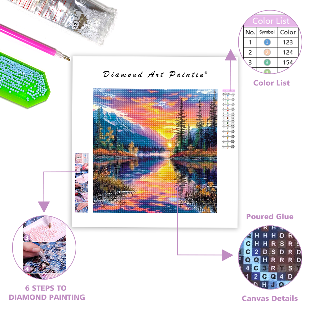 Lake At Sunset - Diamond Painting