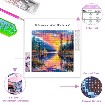 Lake At Sunset - Diamond Painting