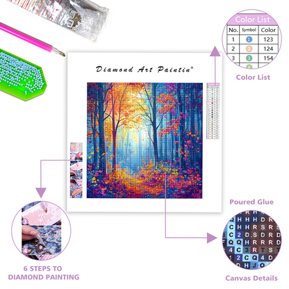 Forest With Glowing - Diamond Painting