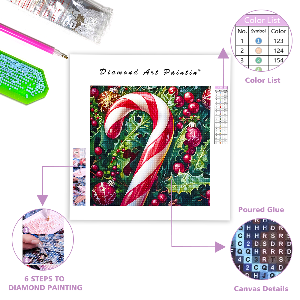 Vibrant Candy Cane - Diamond Painting