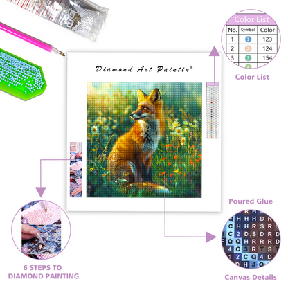 Cute Curious Fox Sitting - Diamond Painting