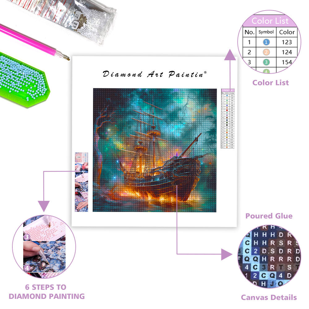 Ghostly Pirate Ship - Diamond Painting