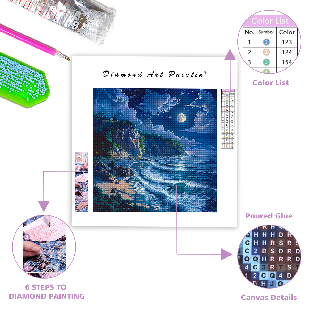 Beach At Night - Diamond Painting