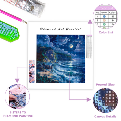 Beach At Night - Diamond Painting