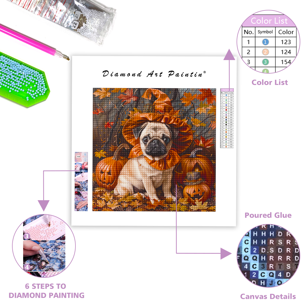 Halloween Pug - Diamond Painting