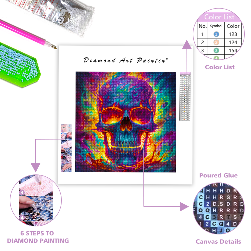 Skull Engulfed in Bright - Diamond Painting