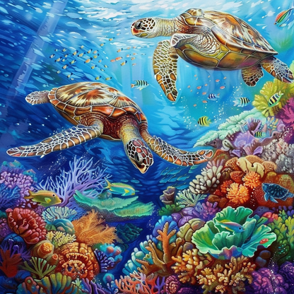 Turtle Father And Son - Diamond Painting