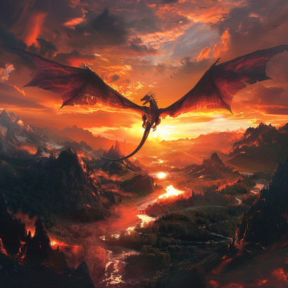 Flying Dragon At Dusk-Diamond Painting