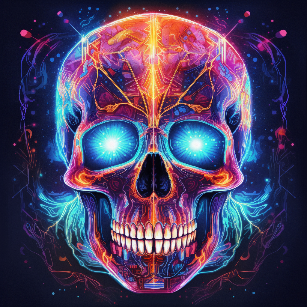 Skull With Neon Lights - Diamond Painting