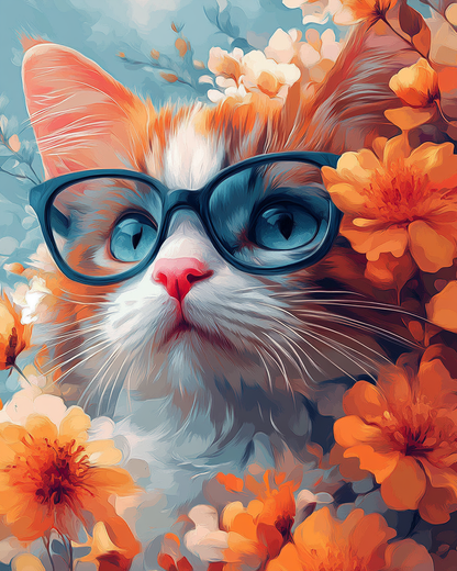 Cat with Glasses - Diamond Painting