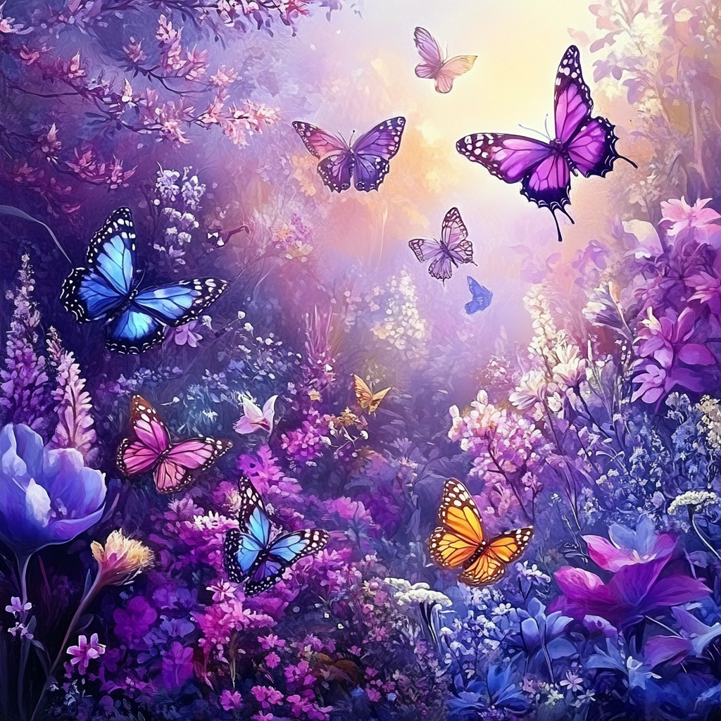 Vibrant Violet Garden - Diamond Painting