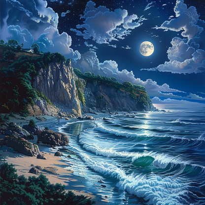 Beach At Night - Diamond Painting