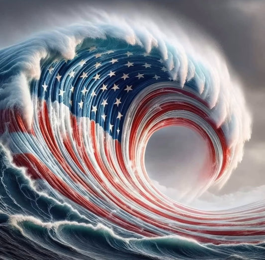 American Flag In Ocean Wave - Diamond Painting