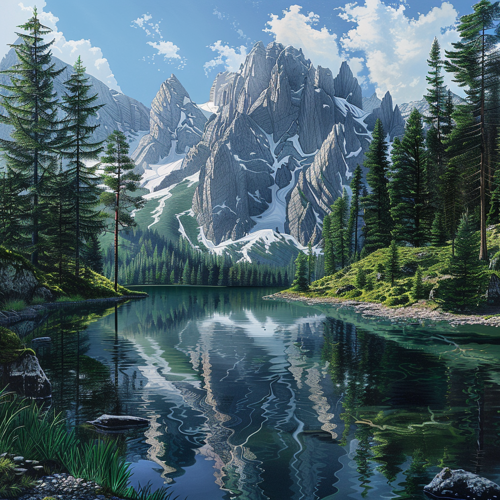 Pristine Mountain Lake - Diamond Painting