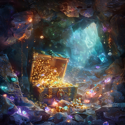 Treasure Chest In The Cave - Diamond Painting