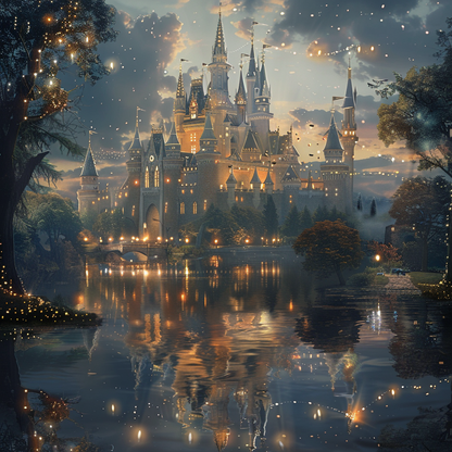 Castle In The Lake - Diamond Painting