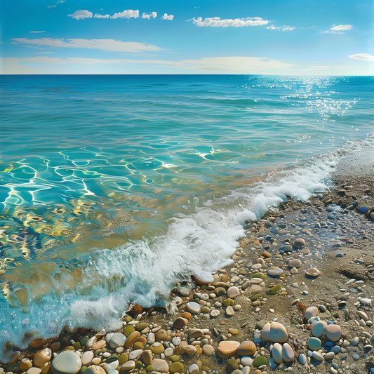 Beach With Bright Water - Diamond Painting