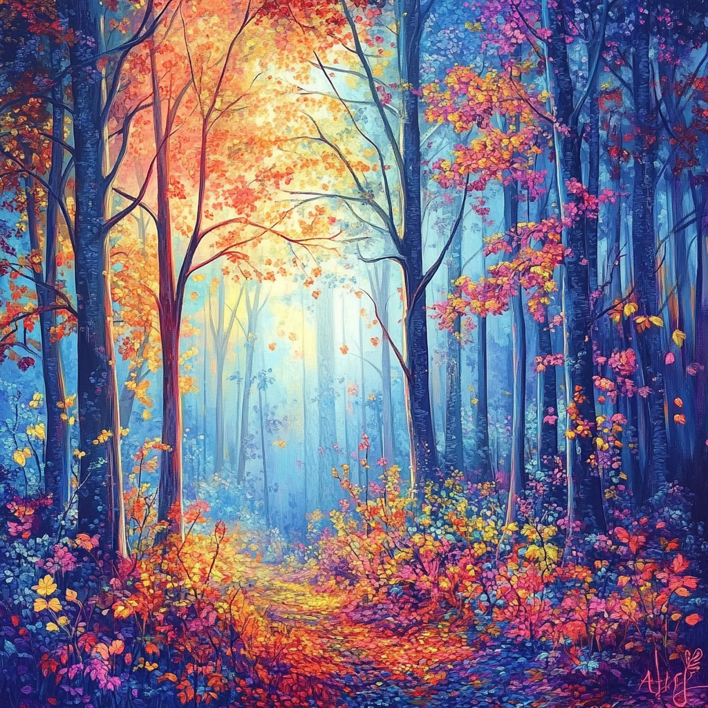 Forest With Glowing - Diamond Painting