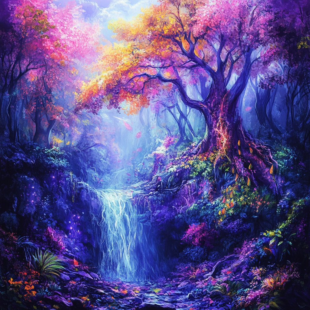 Glowing Trees Vibrant - Diamond Painting