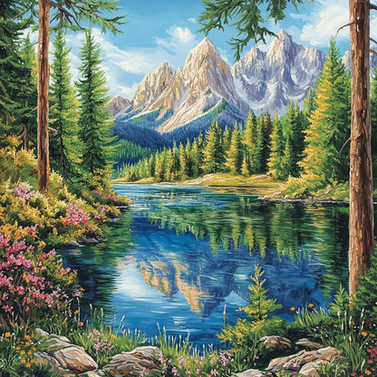 Lake Surrounded - Diamond Painting