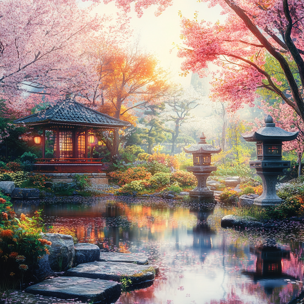 Raditional Japanese Garden - Diamond Painting