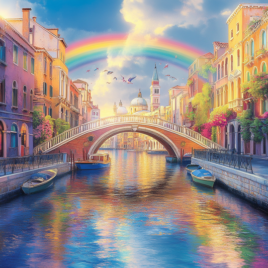 Vibrant City River - Diamond Painting