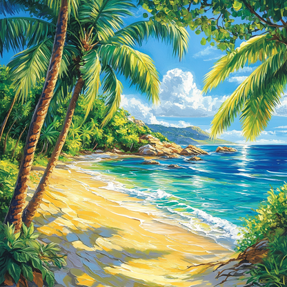 Tropical Beach With Clear Blue Water - Diamond Painting