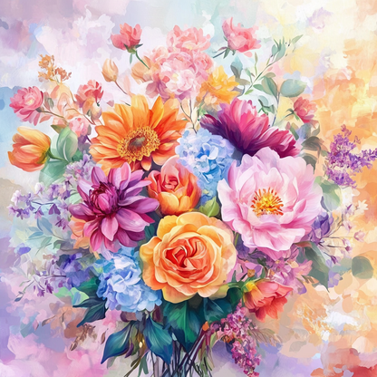 Colorful Flowers - Diamond Painting