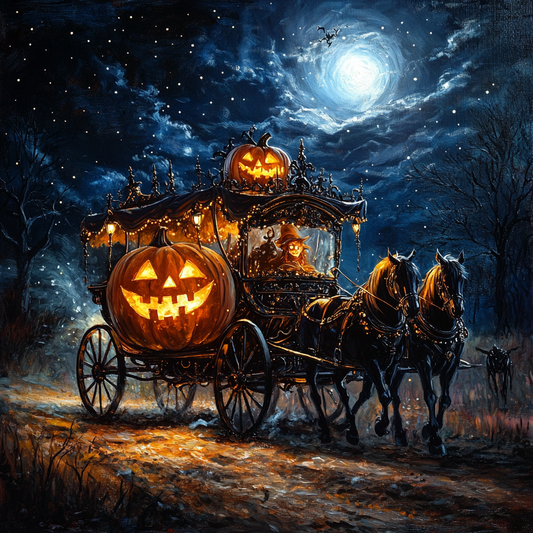 Halloween Pumpkin Carriage - Diamond Painting