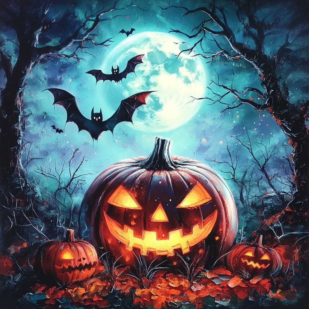 Jack Lantern in Foreground - Diamond Painting