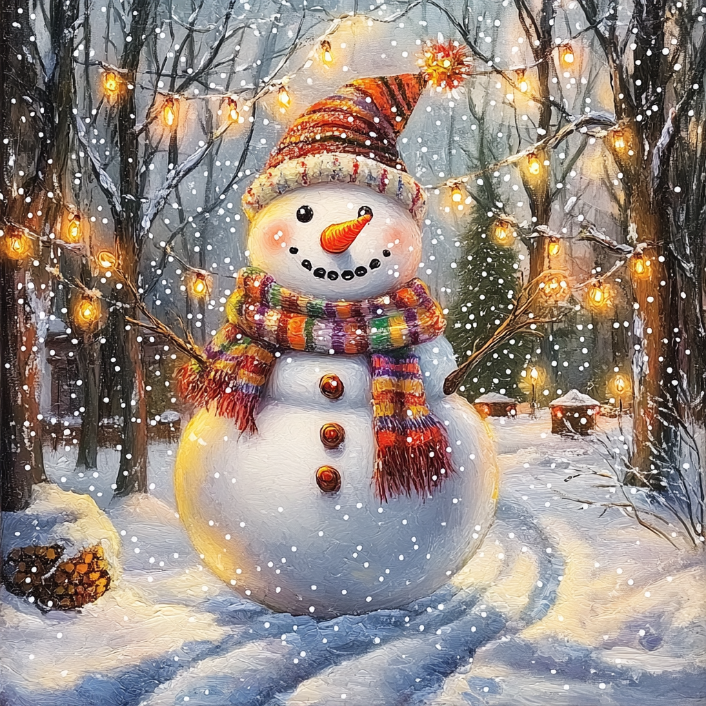 Cheerful Snowman - Diamond Painting