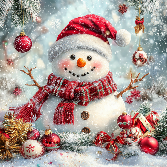 Cheerful Snowman - Diamond Painting