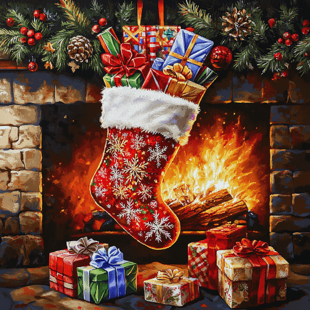 Christmas Stocking Overflowing - Diamond Painting