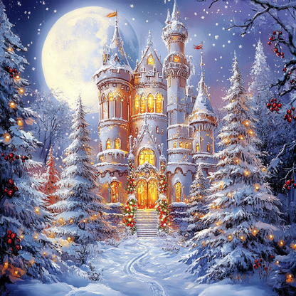 Snow Covered Castle - Diamond Painting