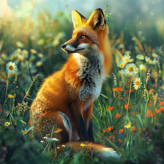 Cute Curious Fox Sitting - Diamond Painting