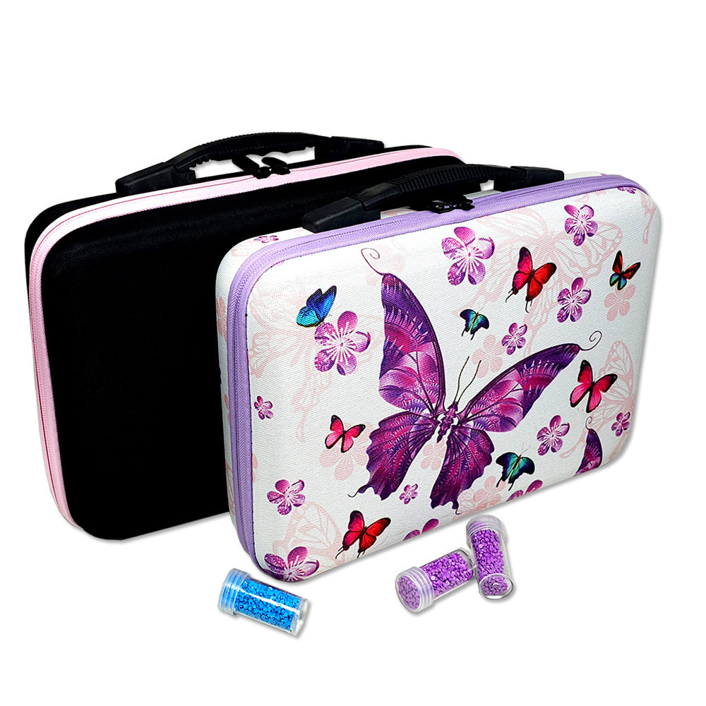 DIY Diamond Painting Tool Portable Storage Box 60 Packing Pink Butterfly Printing Bag